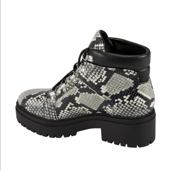 NEW marc fisher ltd nula 2 hiking boot snake print embossed leather bootie NIB - Picture 6 of 7